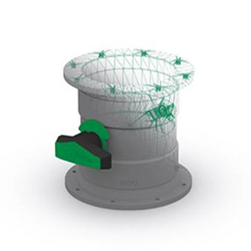 PP-el-s Drosselklappe mit Griff und 15&deg; Raster, beidseitig Flansch, elektrisch leitf&auml;hig