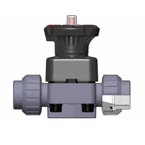 PVC-U Membranventil DK DIALOCK&reg;, Verschraubung mit Gewindemuffe, PTFE Ausf&uuml;hrung