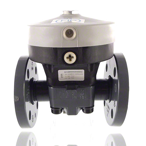 PVC U 2/2-Wege-Membranventil, Ausf&uuml;hrung Flansch, NO, PTFE/EPDM