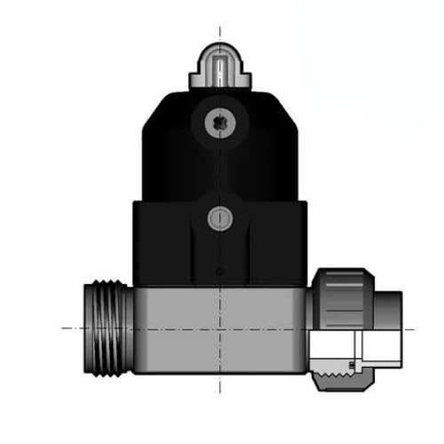 PVDF 2/2-Wege-Membranventil, Ausf&uuml;hrung Verschraubung mit Schei&szlig;muffen, NO, Typ 187